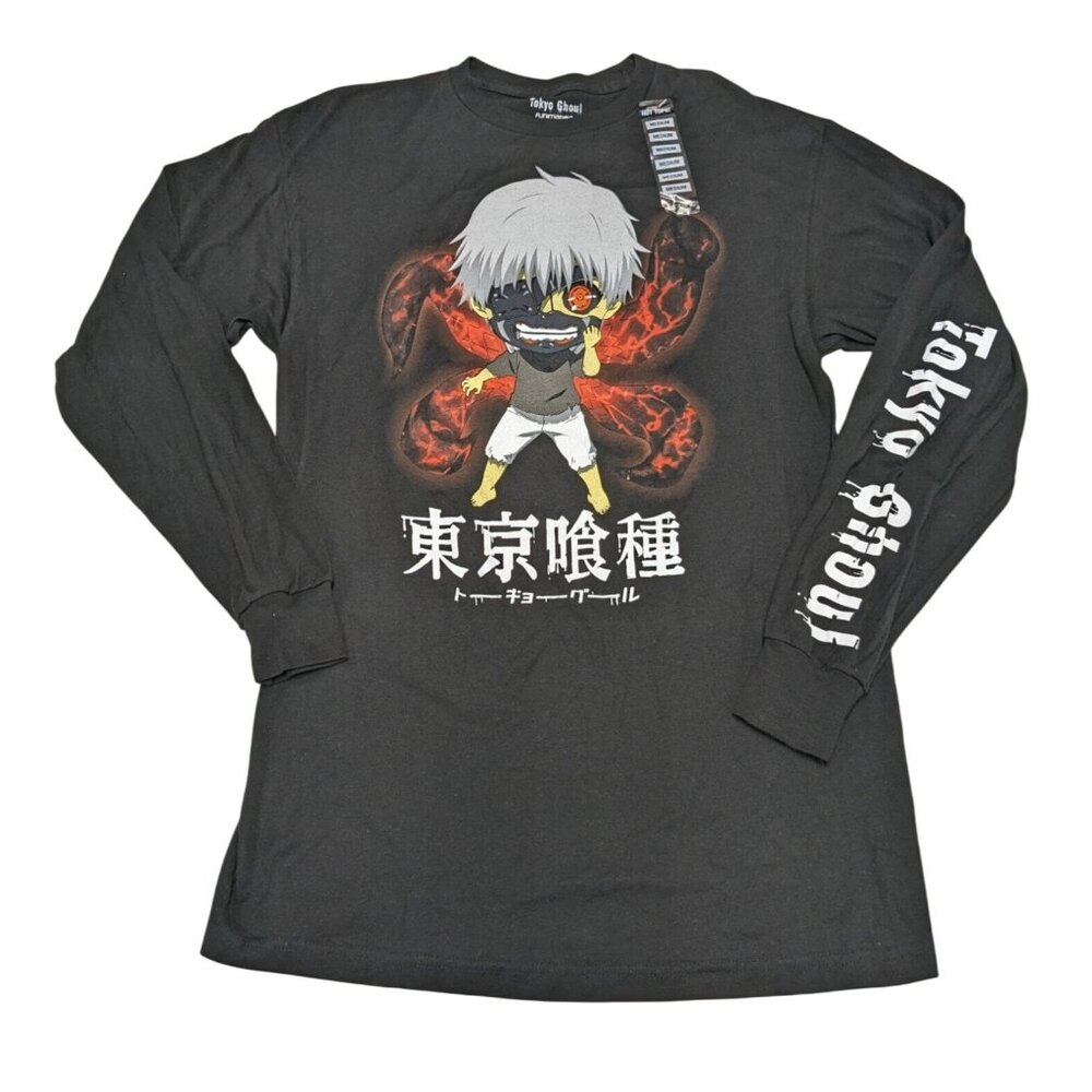 Tokyo Ghoul Long Sleeve Graphic T Shirt Kaneki Chibi Anime Streetwear Y2K Size M